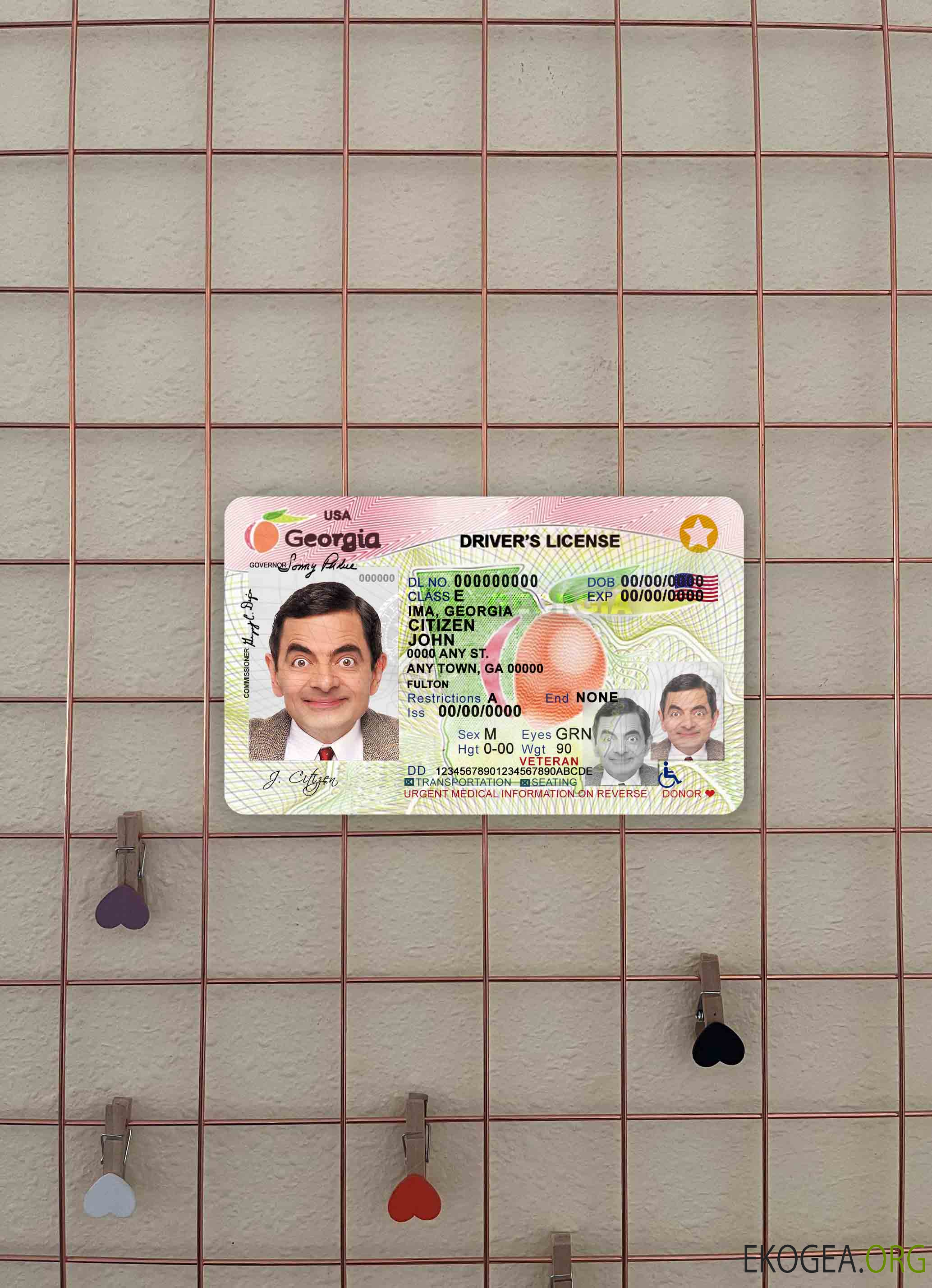 Permis de conduire USA Géorgie (2017 2019) photolook AVANT